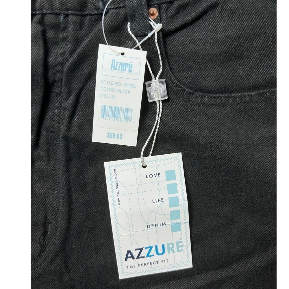 VTG AZZURE Jean Black Denim Pants Straight Fit Size 36W‎ x 34L M4058 NEW NWOT